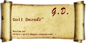 Goll Dezső névjegykártya